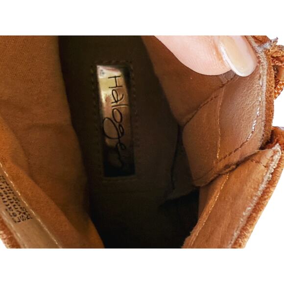 Halogen Cori Round Toe Bootie Rust Brown Suede Ankle Boot 6 Western Fall Classic - Picture 7 of 9
